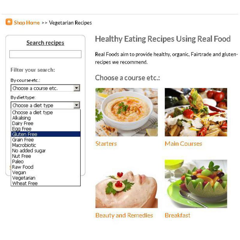 Real Foods vegetarian free from recipes